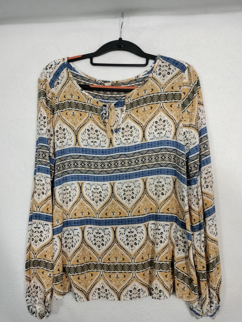 Roxy Printed Boho Tunic in Beige, Blue and Cream